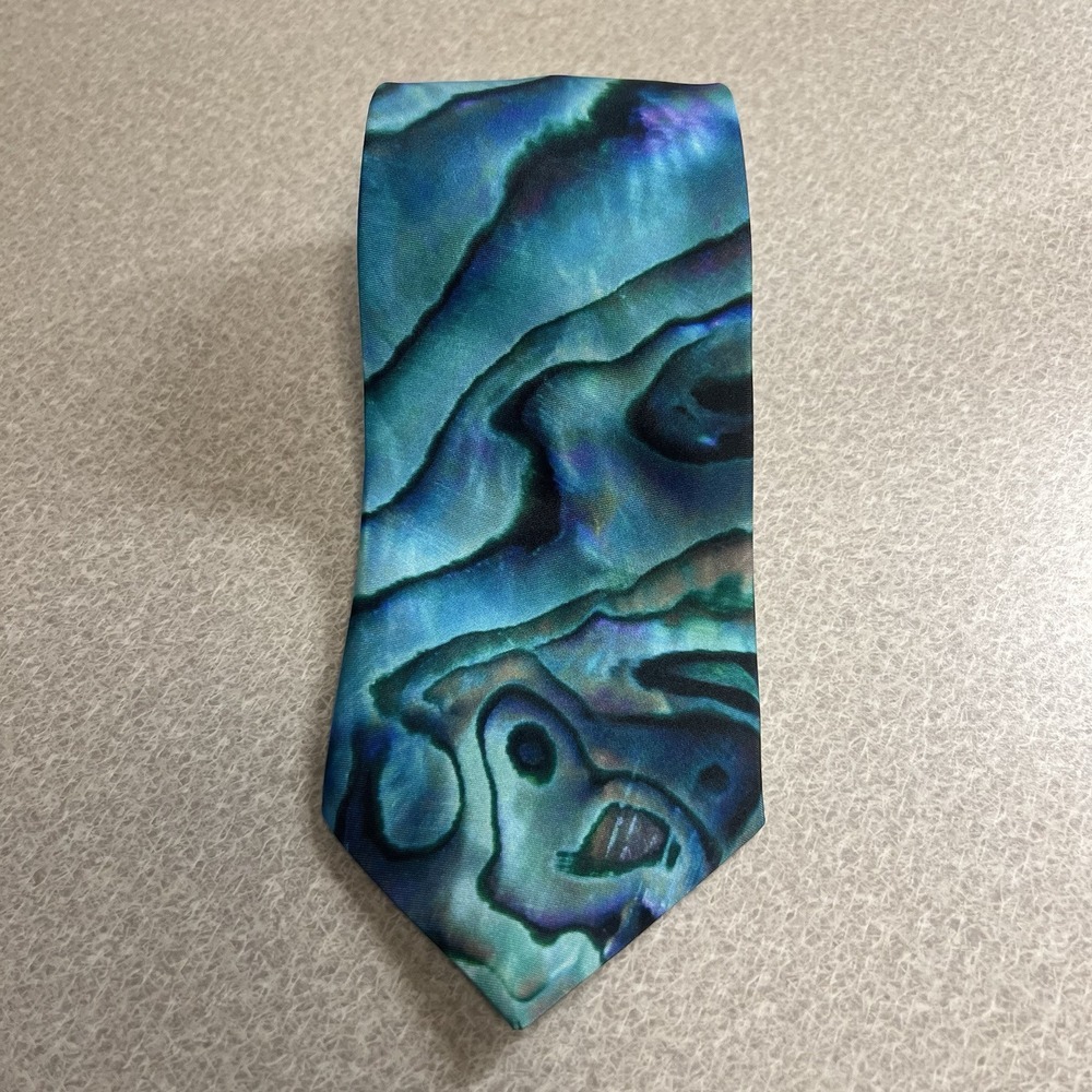 Watercolor Tie Blue Green Leiana‎ Rei Neck Tie Polyester Handsome